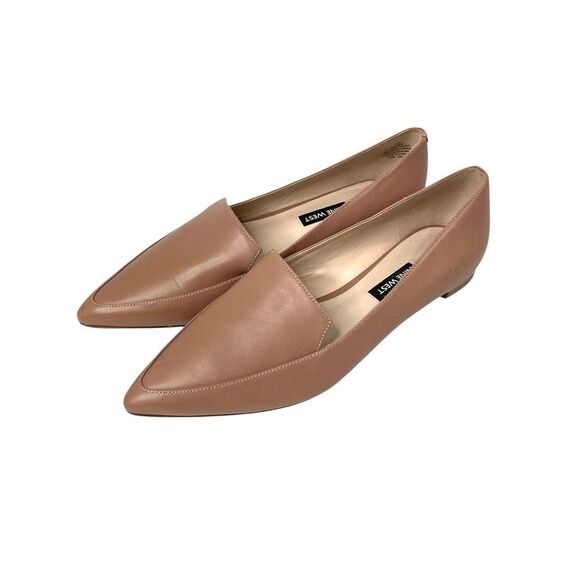 Nine West Abay Smoking genuine leather Flats loafers Size 7.5 barely nude neutra - Picture 1 of 10